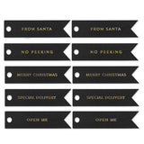 10 XMAS GOLD FLAG TAGS ON BLACK