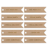 10 XMAS GOLD FLAG TAGS ON KRAFT