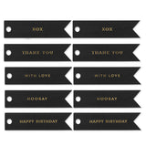 10 CELEBRATE GOLD FLAG TAGS ON BLACK