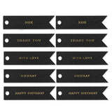 10 CELEBRATE GOLD FLAG TAGS ON BLACK