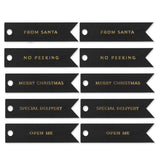 10 XMAS GOLD FLAG TAGS ON BLACK