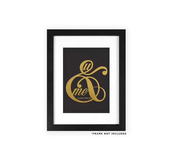U AND ME BLACK LETTERPRESS PRINT