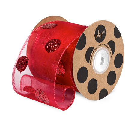 ORGANZA GLITTER DOT RED