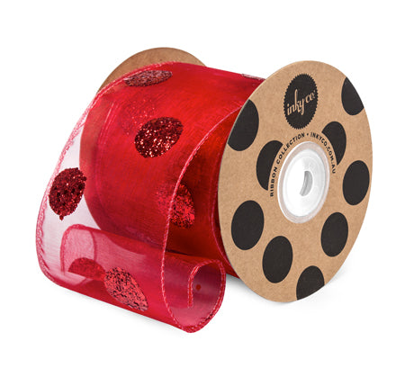 ORGANZA GLITTER DOT RED