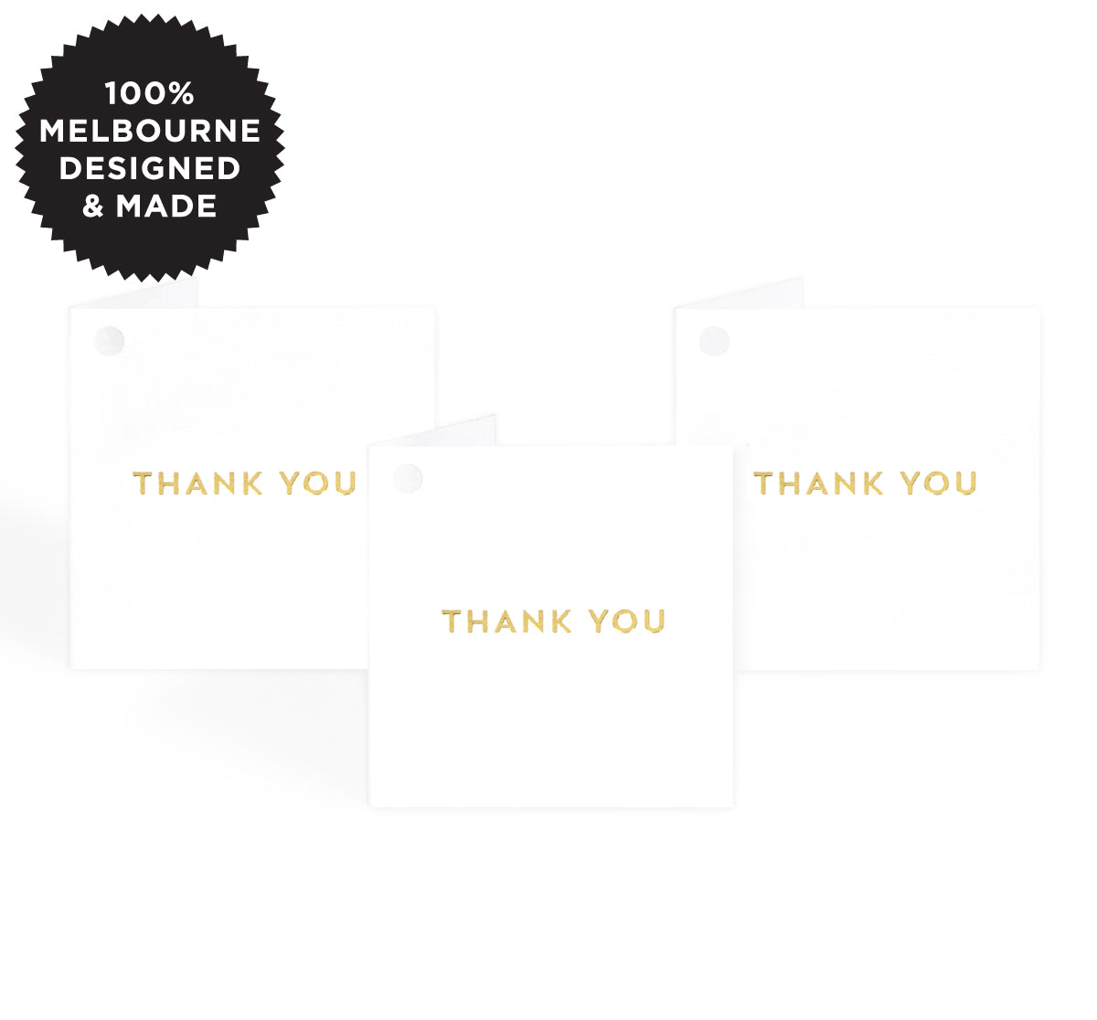 6 THANK YOU GOLD ON WHITE FOLDED TAGS