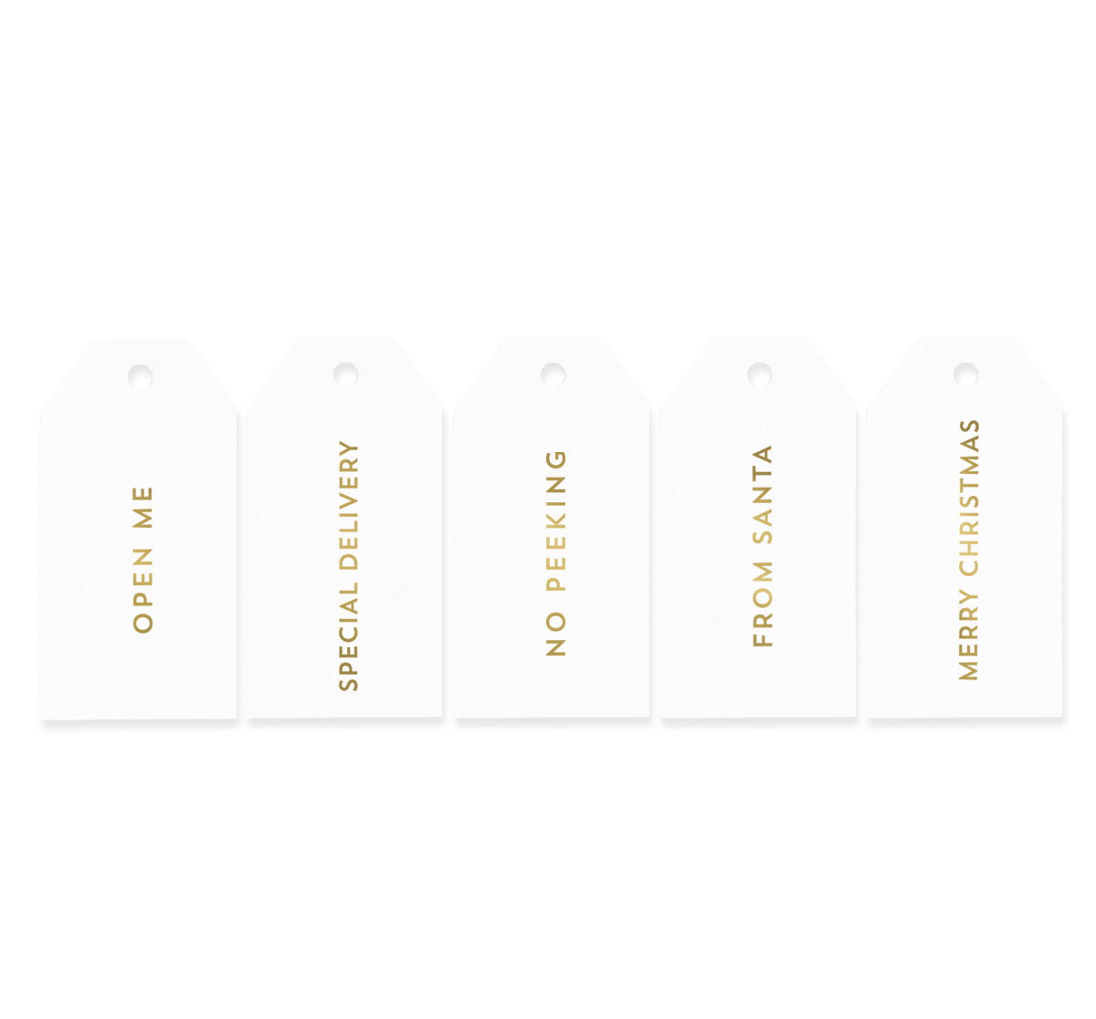 10 MIXED XMAS TAGS GOLD ON MATTE WHITE