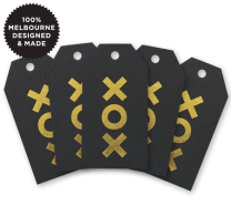 5 XOX GOLD ON BLACK TAGS